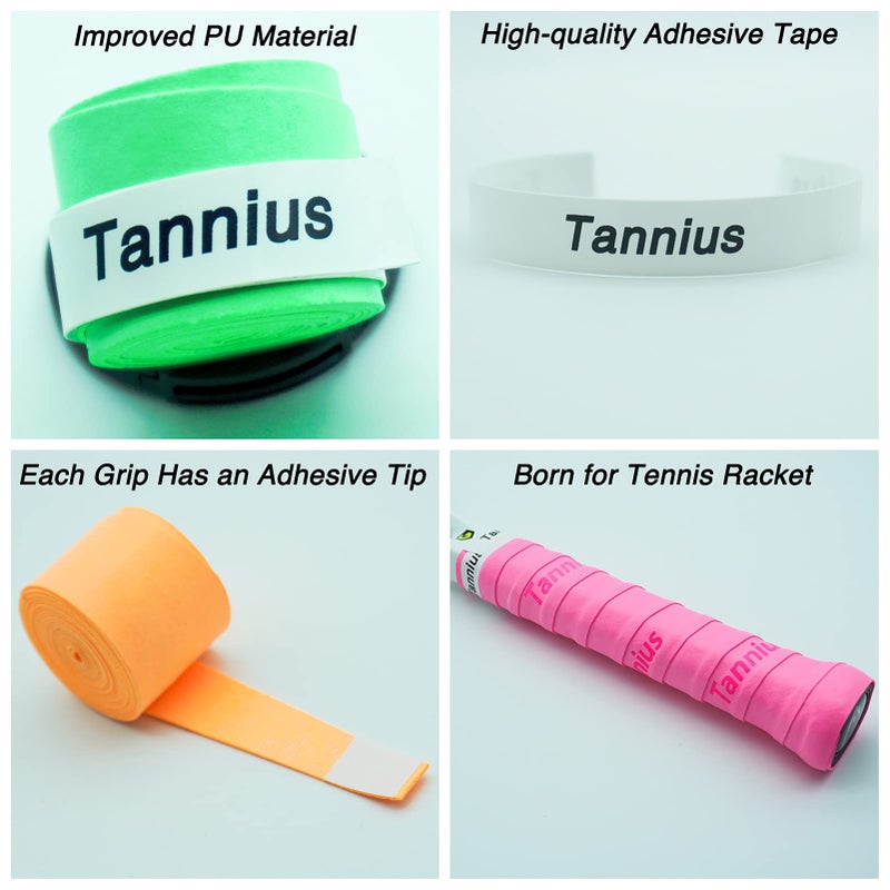 Tannius Dry Feel Tennis Overgrip (Pack of 9)  Long-Lasting Tennis Racket Grip Tape  Super-Absorbent and Non-Slip Racquet Grip (Mixed Colors) - Image 2